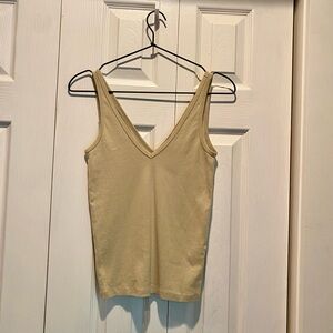 J Crew Tan Double V Cotton Tank Top XS
